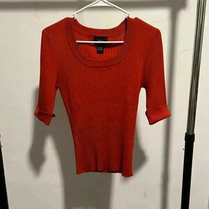 New York Clothing Co. Rust Colored Ribbed Fitted Sweater Size M 0402263
